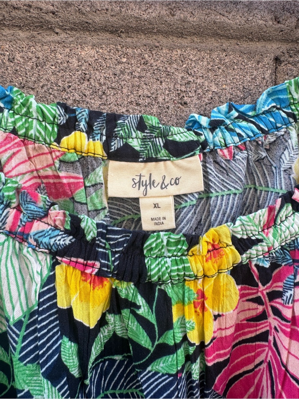 Style & Co. Tropical Floral Midi Dress in Black, Green, Blue, Pink, Yellow XL - Picture 3 of 7
